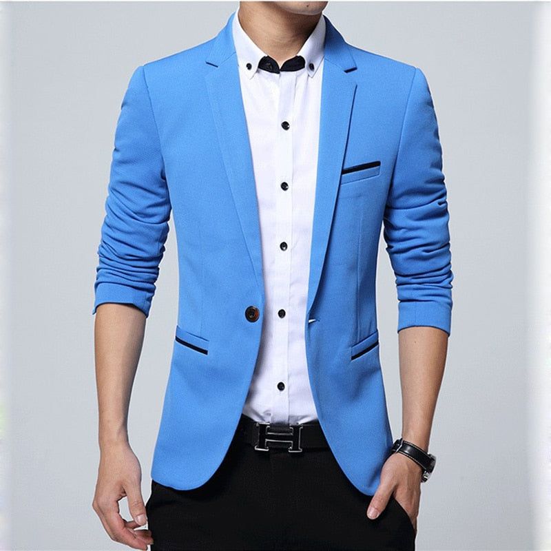 Blazer Casual Masculino Slim Confort Azul Céu - Zellum