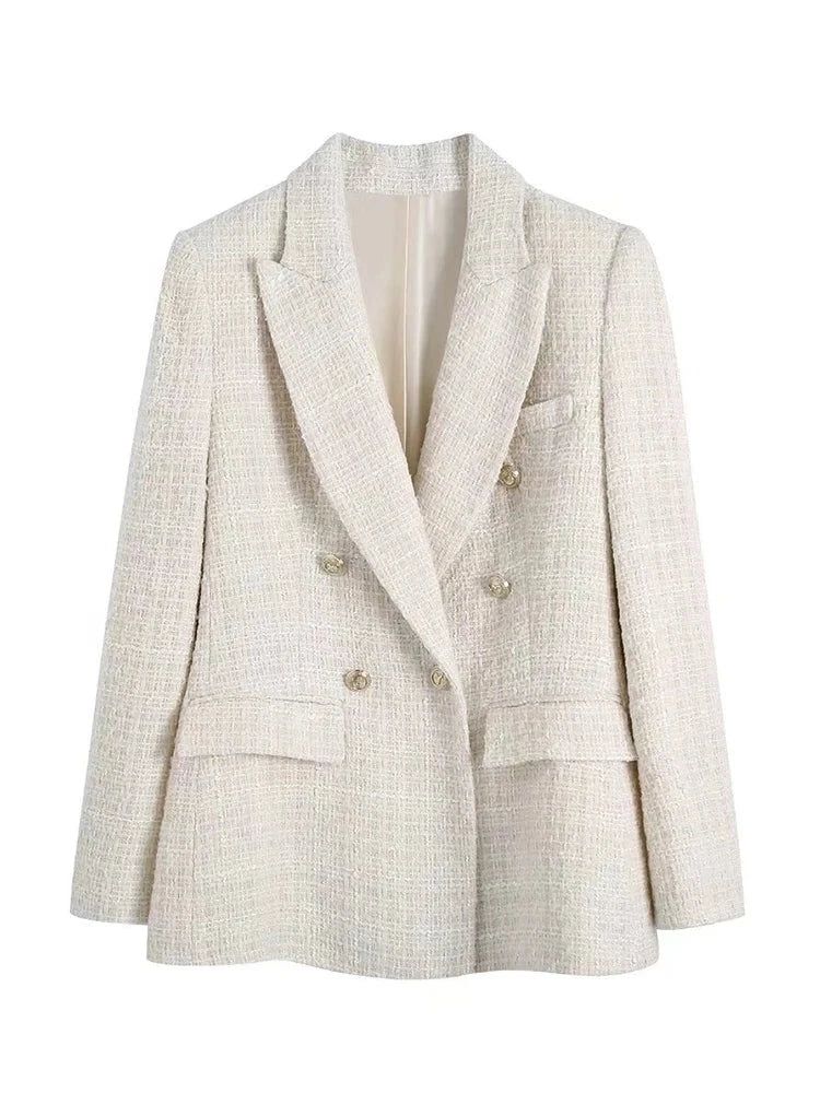 Blazer Feminino Alfaiataria Bege - Casacos e jaquetas - blazer alfaiataria, blazer alfaiataria feminino, blazer branco feminino, blazer feminino, blazer feminino alfaiataria, blazer feminino zara, blazer preto feminino