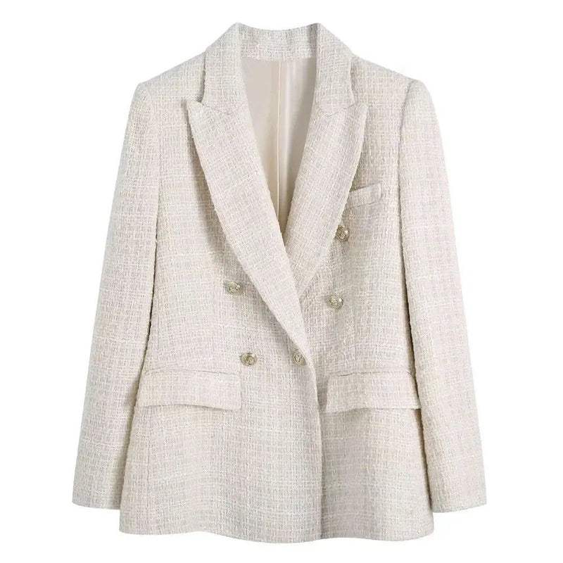 Blazer Feminino Alfaiataria Bege - Casacos e jaquetas - blazer alfaiataria, blazer alfaiataria feminino, blazer branco feminino, blazer feminino, blazer feminino alfaiataria, blazer feminino zara, blazer preto feminino