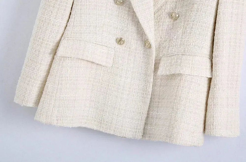 Blazer Feminino Alfaiataria Bege - Casacos e jaquetas - blazer alfaiataria, blazer alfaiataria feminino, blazer branco feminino, blazer feminino, blazer feminino alfaiataria, blazer feminino zara, blazer preto feminino