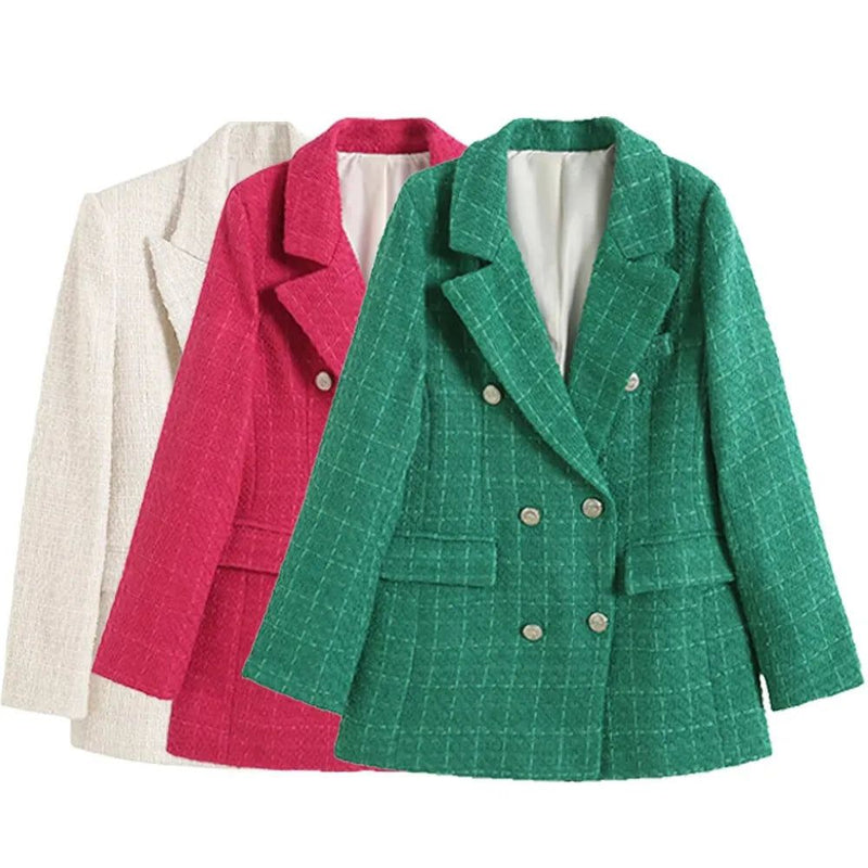 Blazer Feminino Alfaiataria em Xadrez -  - blazer feminino, blazer feminino alfaiataria, Blazer Feminino Alongado, blazer feminino confortável, blazer feminino slim, blazer feminino slim fit, blazer feminino zara