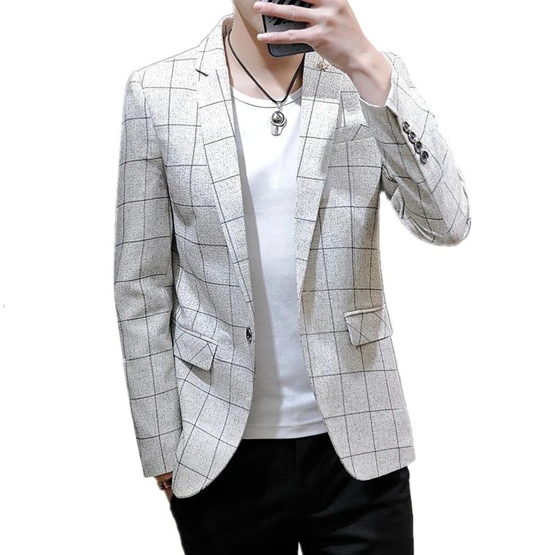 Blazer Masculino Slim Quadriculado -  - blazer azul marinho masculino, blazer azul masculino, blazer bege masculino, blazer casual masculino, blazer cinza masculino, blazer homem, blazer masculino, blazer masculino casual, blazer masculino esporte fino, blazer masculino preto, blazer masculino slim, blazer preto masculino, blazers homem