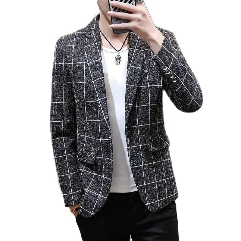 Blazer Masculino Slim Quadriculado -  - blazer azul marinho masculino, blazer azul masculino, blazer bege masculino, blazer casual masculino, blazer cinza masculino, blazer homem, blazer masculino, blazer masculino casual, blazer masculino esporte fino, blazer masculino preto, blazer masculino slim, blazer preto masculino, blazers homem