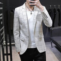 Blazer Masculino Slim Quadriculado Creme - Zellum