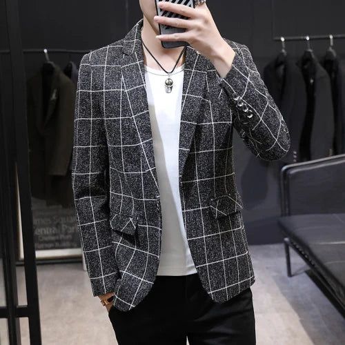 Blazer Masculino Slim Quadriculado Preo - Zellum