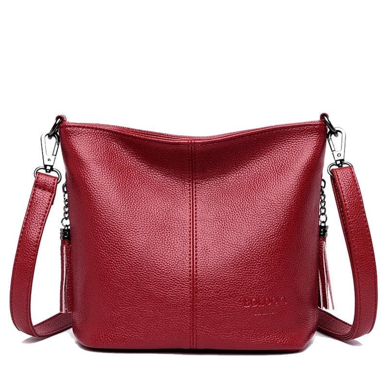 Bolsa Tiracolo de Couro Feminina Ladies Vermelho 25cm x 10cm x 21cm - Zellum