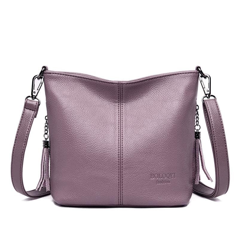 Bolsa Tiracolo de Couro Feminina Ladies Roxo 25cm x 10cm x 21cm - Zellum