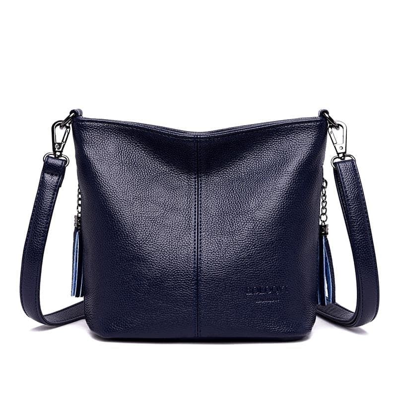 Bolsa Tiracolo de Couro Feminina Ladies Navy Blue 25cm x 10cm x 21cm - Zellum