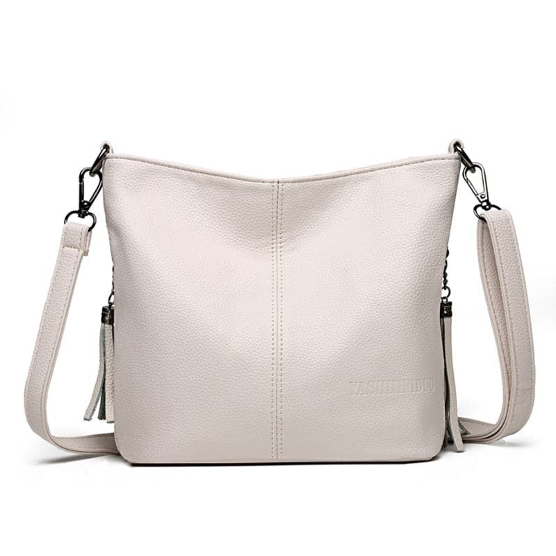 Bolsa Tiracolo de Couro Feminina Ladies Branco 25cm x 10cm x 21cm - Zellum