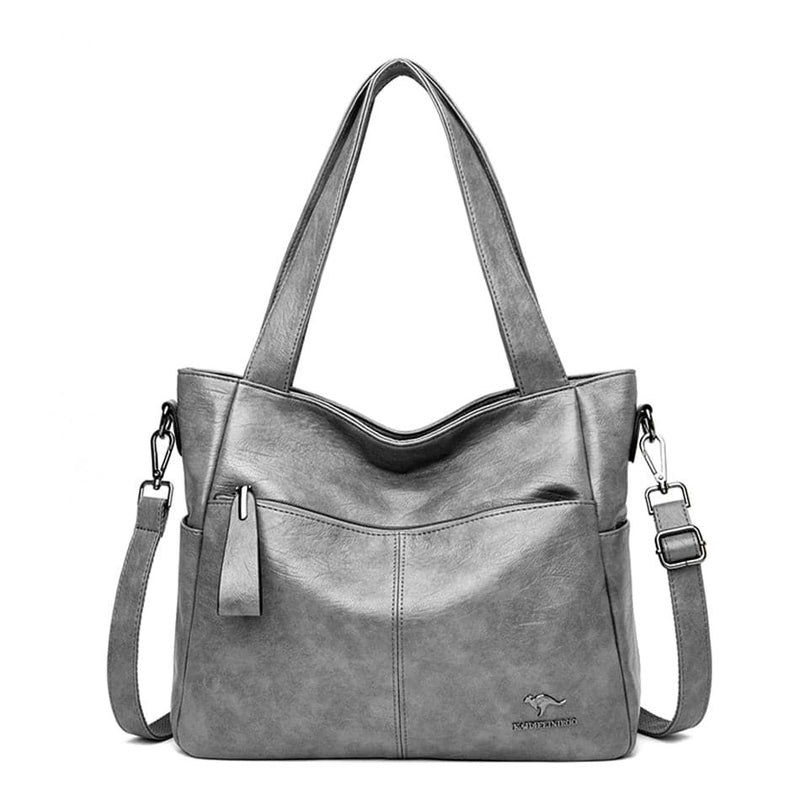 Bolsa Tote de Couro Feminina Lara Cinza - Zellum