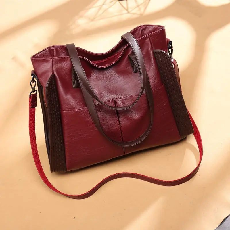 Bolsa Tote de Couro Feminina Sofia Vermelho - Zellum