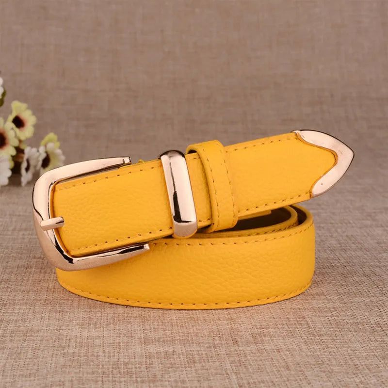 Cinto de Couro Feminino Lady Amarelo - Zellum