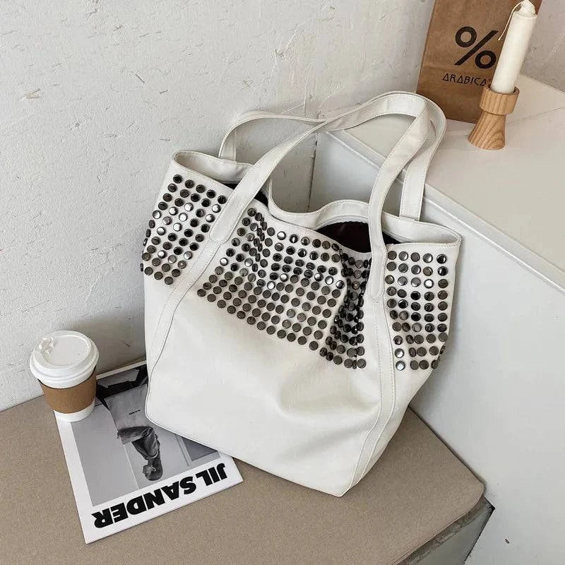 Bolsa Tote Feminina de Couro Casual Branco Couro Sintético de Alta Durabilidade - Zellum