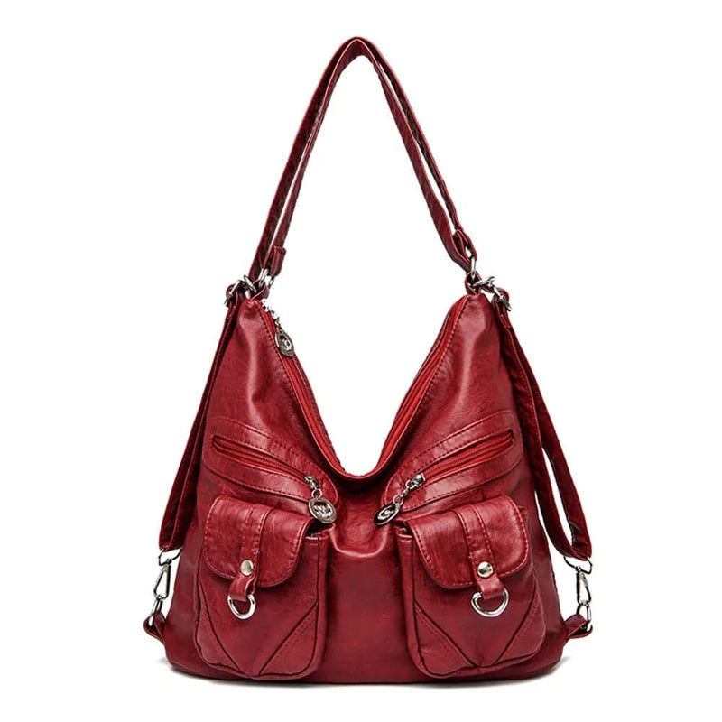 Bolsa Feminina de Couro Genuíno Prestige Vermelho 33cm x 12cm x 30cm - Zellum