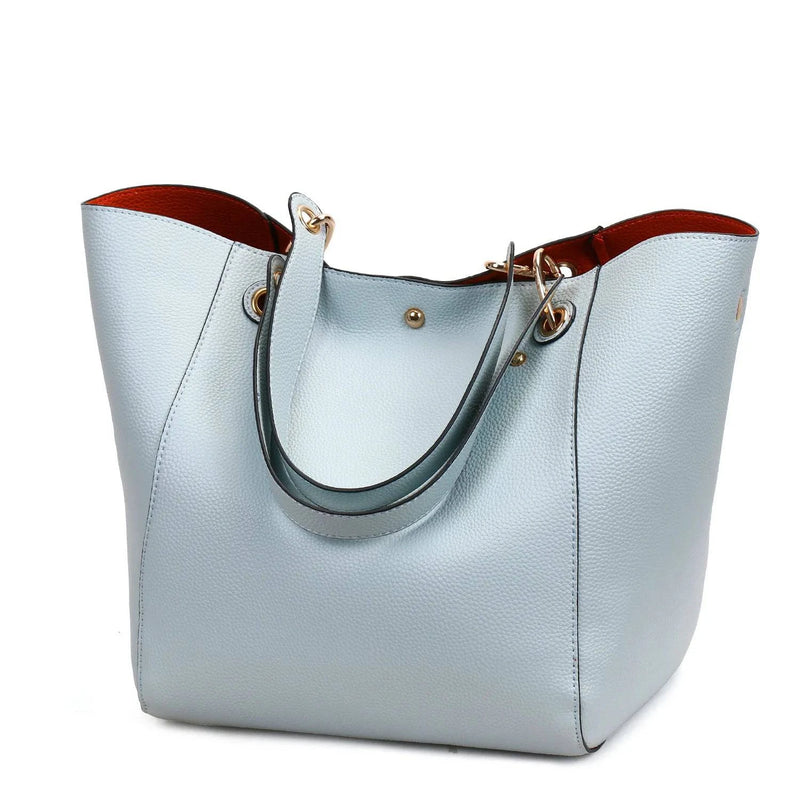 Bolsa Feminina de Couro Tote Felix Azul Claro - Zellum