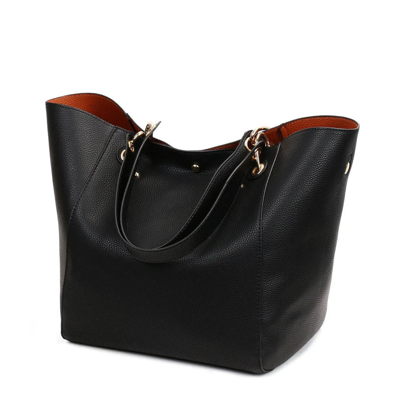 Bolsa Feminina de Couro Tote Felix Preto - Zellum