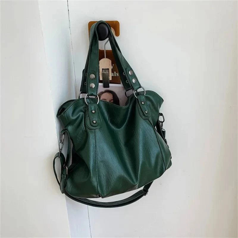 Bolsa Feminina Grande Feita Em Couro Verde - Zellum