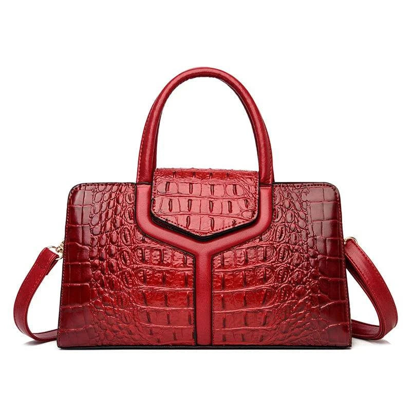 Bolsa Satchel Feminina de Couro Elisium Vermelho 31cm - 11cm - 18cm - Zellum