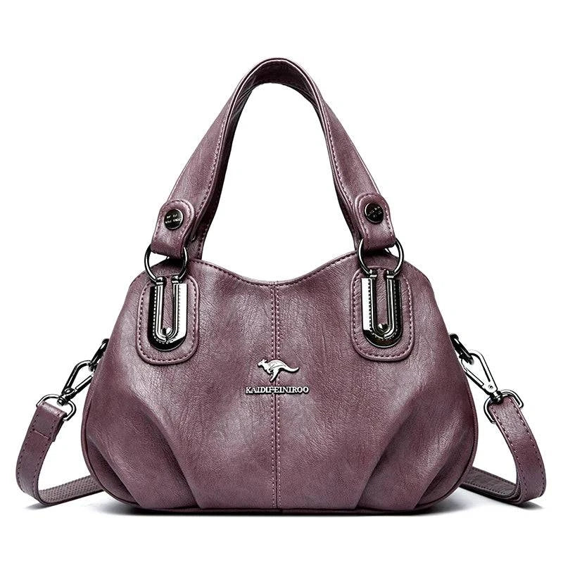 Bolsa Feminina de Couro Legítimo com Alça Dupla Roxo - Zellum