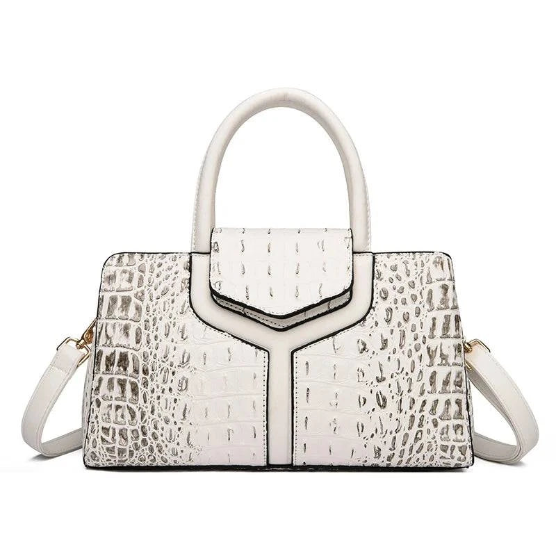 Bolsa Satchel Feminina de Couro Elisium Branco 31cm - 11cm - 18cm - Zellum