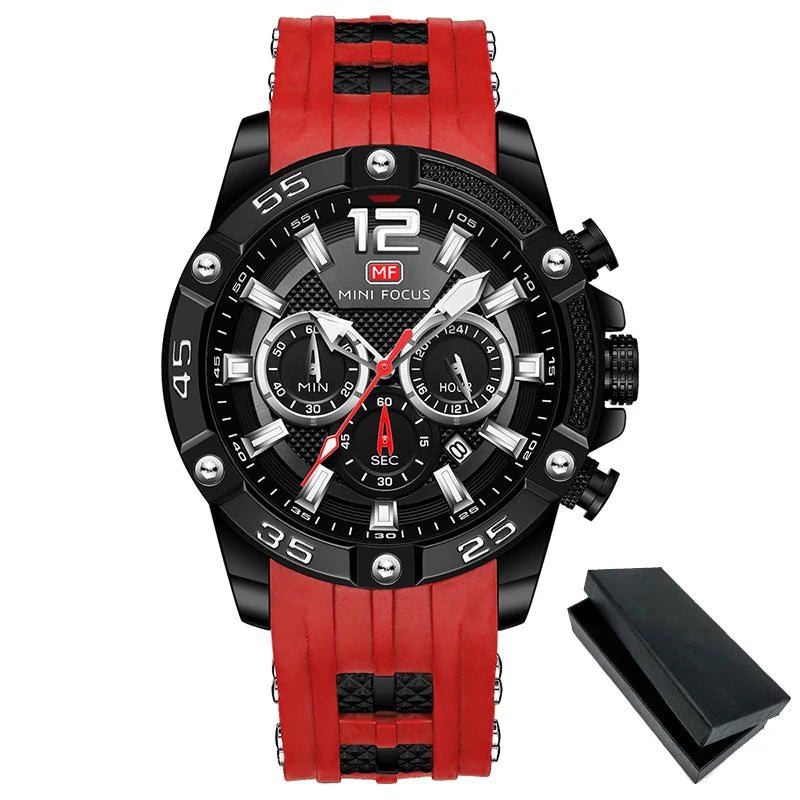 Relógio Masculino Esportivo MiniFocus Com Pulseira de Silicone Vermelho - Zellum