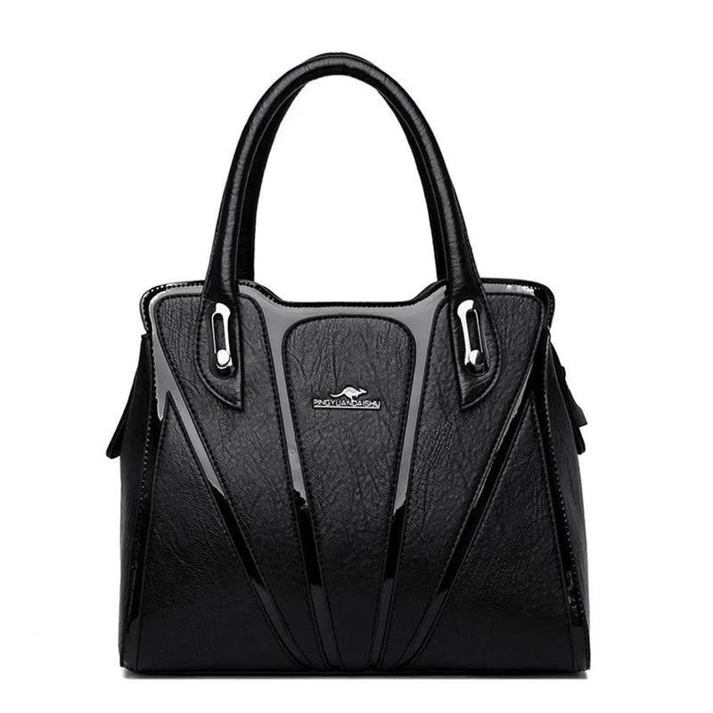 Bolsa Feminina de Couro Crossbody com Alças Duplas Allure Preto - Zellum