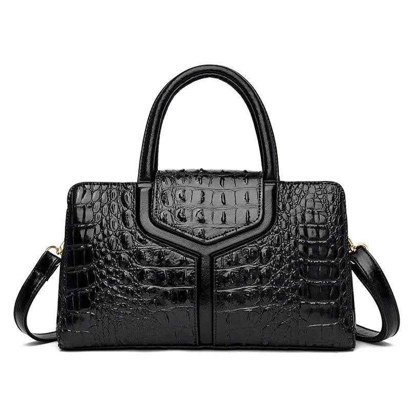 Bolsa Satchel Feminina de Couro Elisium Preto 31cm - 11cm - 18cm - Zellum